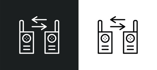 two way radio line icon in white and black colors. two way radio flat vector icon from two way radio collection for web, mobile apps and ui.