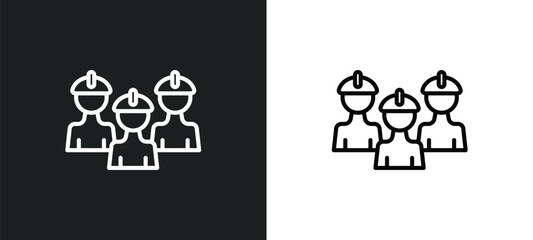 brigade line icon in white and black colors. brigade flat vector icon from brigade collection for web, mobile apps and ui.