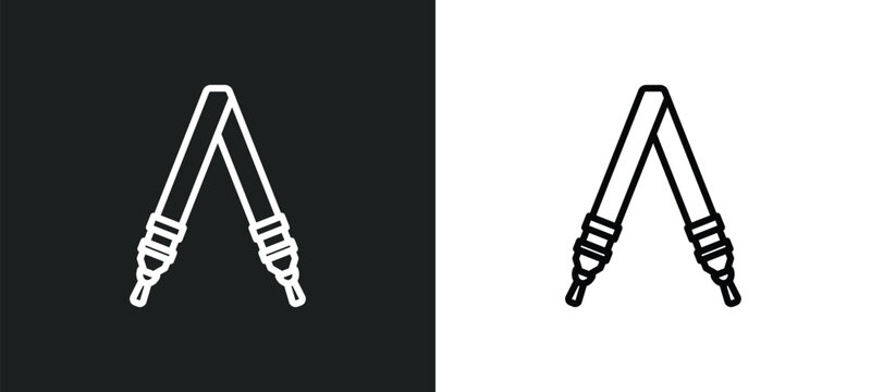 shoulder strap line icon in white and black colors. shoulder strap flat vector icon from shoulder strap collection for web, mobile apps and ui.