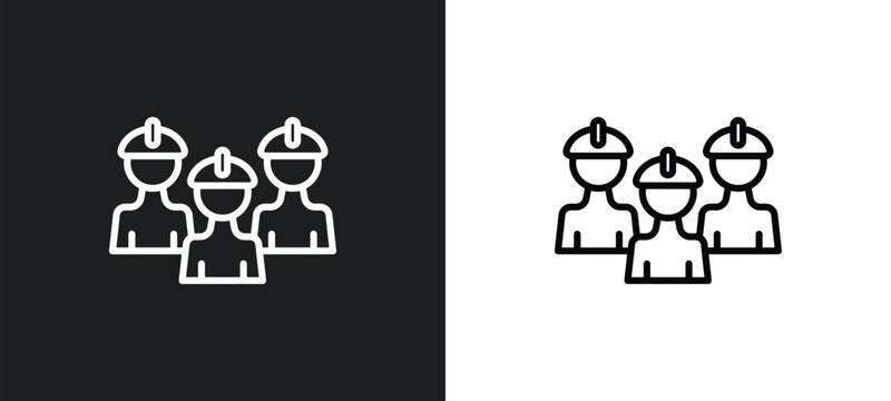 brigade line icon in white and black colors. brigade flat vector icon from brigade collection for web, mobile apps and ui.