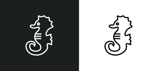 sea horse line icon in white and black colors. sea horse flat vector icon from sea horse collection for web, mobile apps and ui.