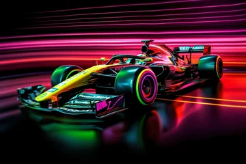 Foto op Canvas F1 Speed Race Car Fast Moving with Neon Lights. Generative ai © Scrudje
