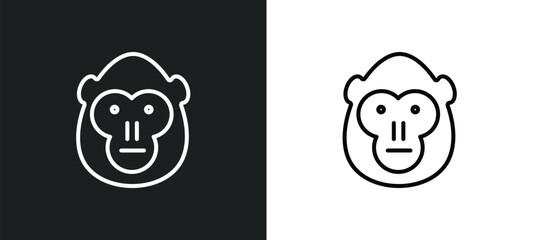 orangutan line icon in white and black colors. orangutan flat vector icon from orangutan collection for web, mobile apps and ui. © IconArt