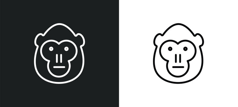 orangutan line icon in white and black colors. orangutan flat vector icon from orangutan collection for web, mobile apps and ui.