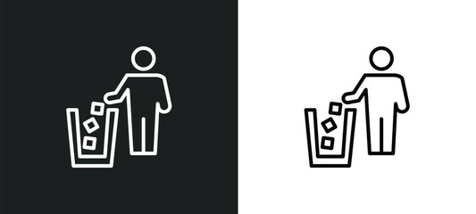 litter line icon in white and black colors. litter flat vector icon from litter collection for web, mobile apps and ui.