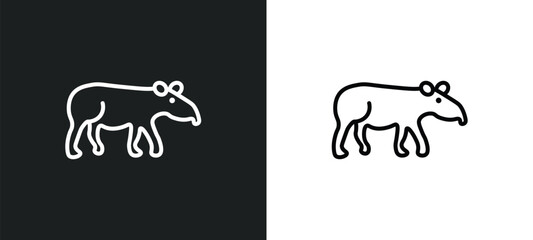 tapir line icon in white and black colors. tapir flat vector icon from tapir collection for web, mobile apps and ui.