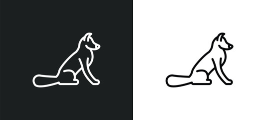 fox sitting line icon in white and black colors. fox sitting flat vector icon from fox sitting collection for web, mobile apps and ui.