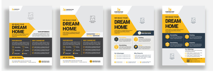 Construction Flyer Design Template, Construction Flyer Bundle Template, Flyer Design Set, Renovation Flyer Template