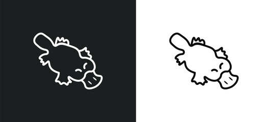 platypus line icon in white and black colors. platypus flat vector icon from platypus collection for web, mobile apps and ui. © IconArt