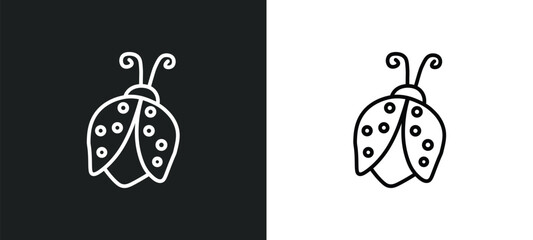 ladybug line icon in white and black colors. ladybug flat vector icon from ladybug collection for web, mobile apps and ui. © IconArt