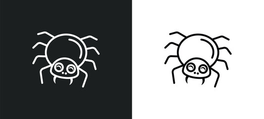 spider line icon in white and black colors. spider flat vector icon from spider collection for web, mobile apps and ui.