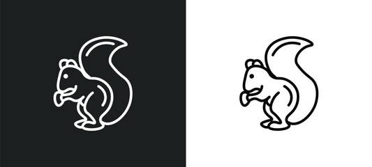 squirrel line icon in white and black colors. squirrel flat vector icon from squirrel collection for web, mobile apps and ui.