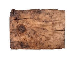 Old cracked wooden board, isolated on white. Generative AI.