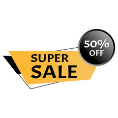 Super sale label with 50% off