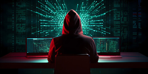 Anonymous hacker. Concept of dark web, cybercrime, cyberattack, etc. AI generated image