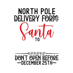 Santa sack design for crafting decorations, cards, poster. special delivery from the north pole