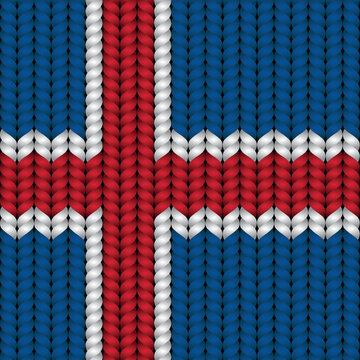 Flag of Iceland on a braided rop.