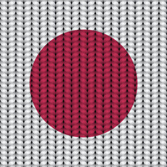 Flag of Japan on a braided rop.