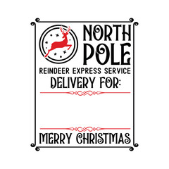 Santa sack design for crafting decorations, cards, poster. special delivery from the north pole