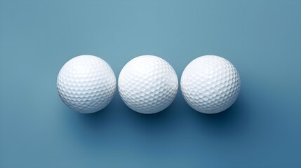 white golf balls isolated on light blue background