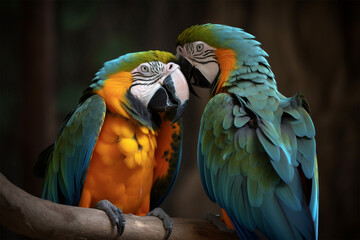 Generative AI.
a pair of macaws kissing