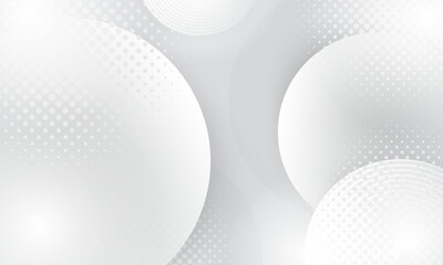 Abstract background with circles and halftone dots pattern. Grey and white backdrop