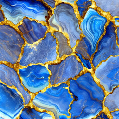 Blue and gold marble. Generative Ai
