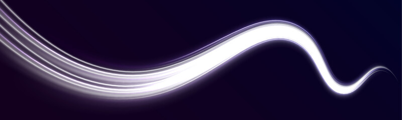 A bright trace from the glowing rays of swirling in a fast motion in a spiral. Abstract neon rings. Abstract light circle neon lighting swirl effect, spiral light lines. Beautiful round galaxy vector.