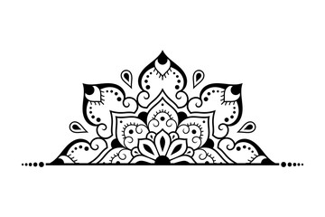 Circular pattern in form of mandala with flower for Henna, Mehndi, tattoo, decoration. Decorative ornament in ethnic oriental style. Outline doodle hand draw vector illustration.