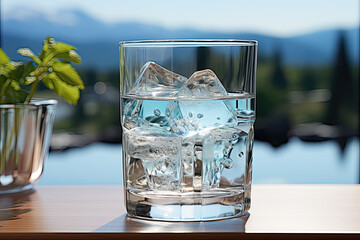 A glass of water and a bright day, Generative AI