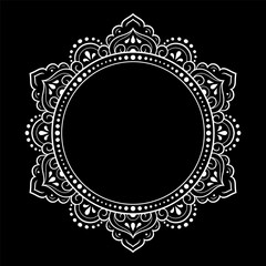 Frame in eastern tradition. Stylized with henna tattoos decorative pattern for decorating covers for book, notebook, casket, magazine, postcard and folder. Flower border in mehndi style.