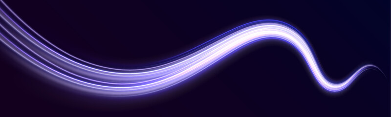 Vector colorful light trail circle. Color neon glowing fire ring trail. Round wave line glitter bokeh with sparkling light. Bokeh glitter round wave flying sparkling flares.	