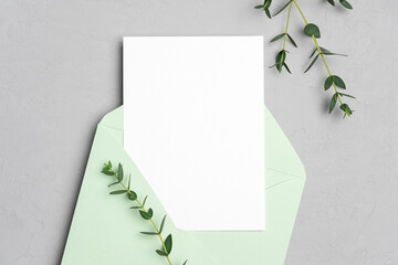 Greeting card mockup with envelope and copy space