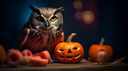 halloween pumpkin with owl
