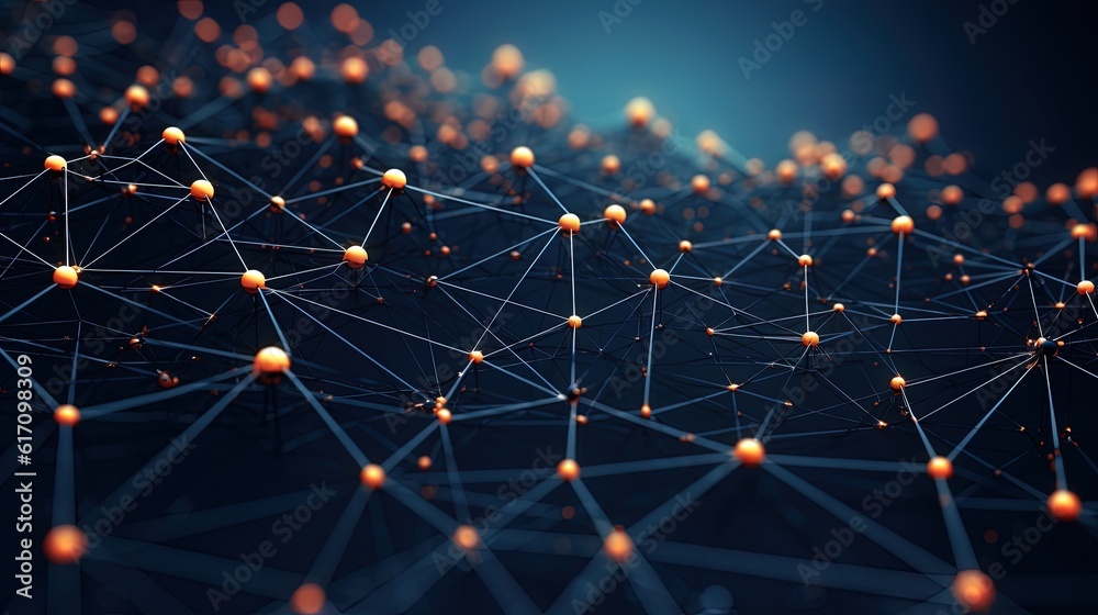 Wall mural geometric technology background with an interconnected network, generated by ai