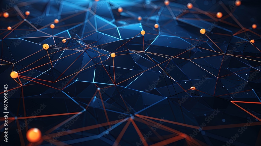 Wall mural geometric technology background with an interconnected network, generated by ai