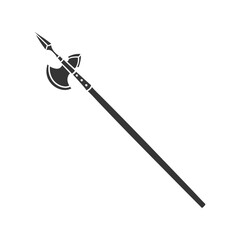 Halberd Icon Silhouette Illustration. Medieval SOldier Weapons Vector Graphic Pictogram Symbol Clip Art. Doodle Sketch Black Sign.
