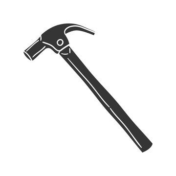 Carpentry Hammer Icon Silhouette Illustration. Tools Vector Graphic Pictogram Symbol Clip Art. Doodle Sketch Black Sign.