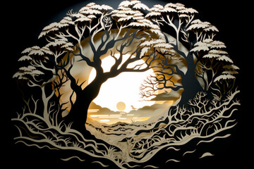 Guardian of the Earth: A Paper-Cut Image of a Hand Protecting Our Fragile Planet. Generative AI Art Illustration	