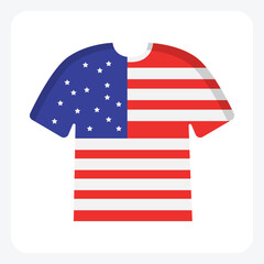 USA Shirt Icon in Flat Design

