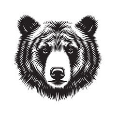Bear head vector illustration on a white background. Vintage bear illustration