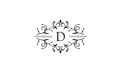 Calligraphic elegant initial D logo design. Emblem for royalty, business card, boutique, hotel, restaurant, cafe, jewelry.