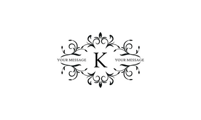 Calligraphic elegant initial K logo design. Emblem for royalty, business card, boutique, hotel, restaurant, cafe, jewelry.