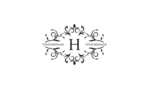 Calligraphic elegant initial H logo design. Emblem for royalty, business card, boutique, hotel, restaurant, cafe, jewelry.