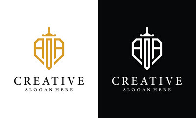 Shield and Sword Initials AA on a black and white background.