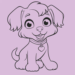 hand drawn dog outline illustration 