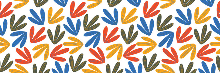 Hand Drawn Coral Seamless Colorful Pattern Design.