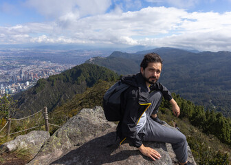 Naklejka na ściany i meble City Meets Nature: A Hiker's Perspective on Bogota's Mountainous Beauty