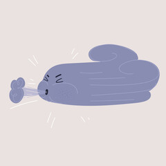 Vector illustration of Wind blowing face