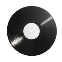 Vinyl record on a white background. Old CDs, music. Vintage, analog vinyl disc.